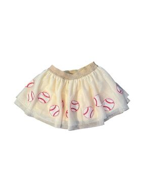 Angel Dear Cream Baseball Tulle Tutu Skirt, 1-2Y Girls